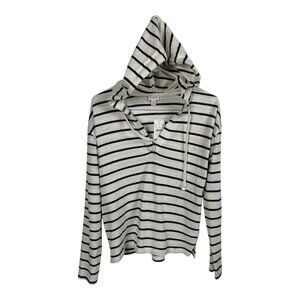 NWT J Crew Factory Beach Hoodie Womens XS V-neck Striped Blue White Nautical